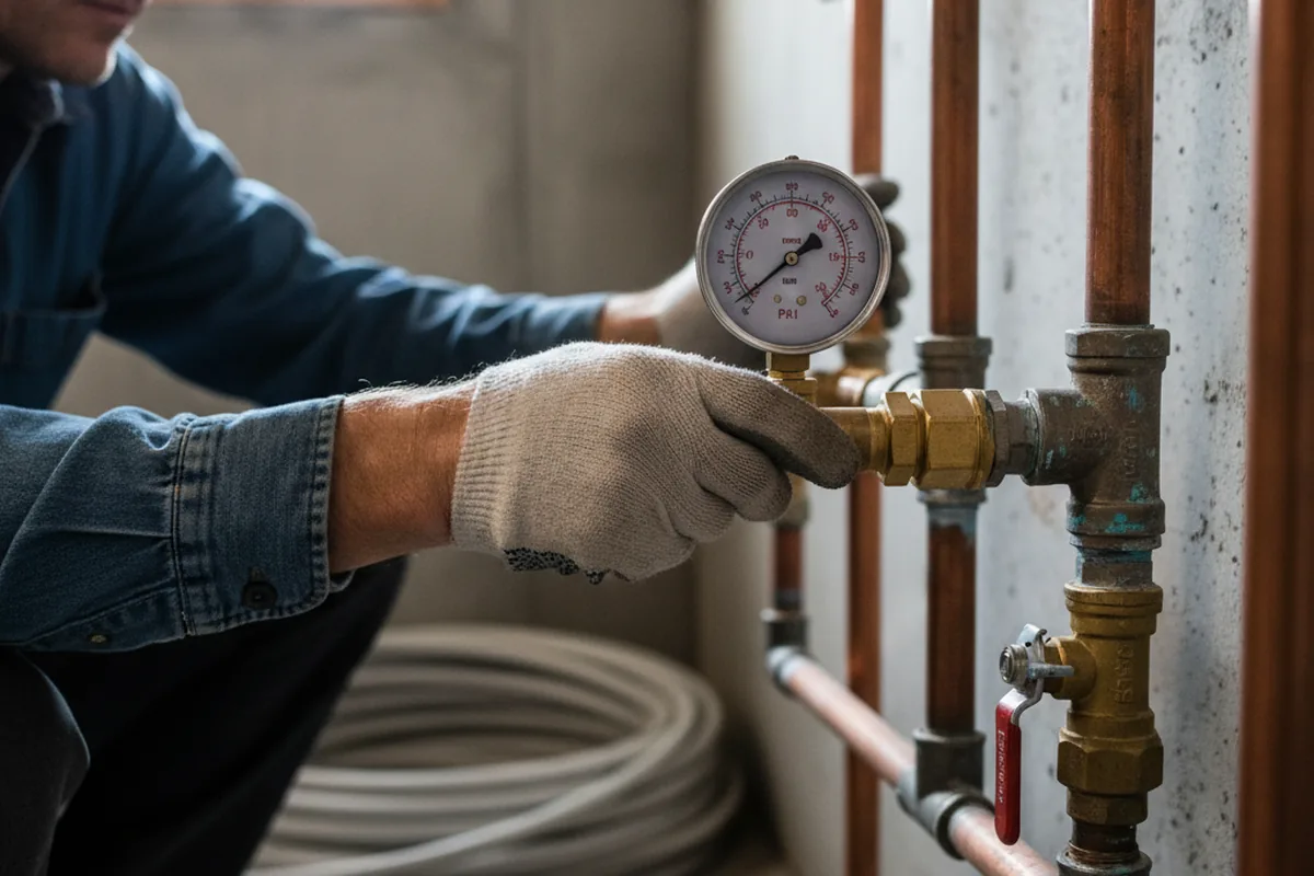 Pressure testing a repaired line during Water Line Repair in Brookeville
